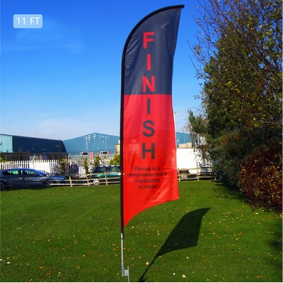 11' Custom Flag Kit Half Drop Flag Pole Kit Set w/ Spike Base Banner Flag