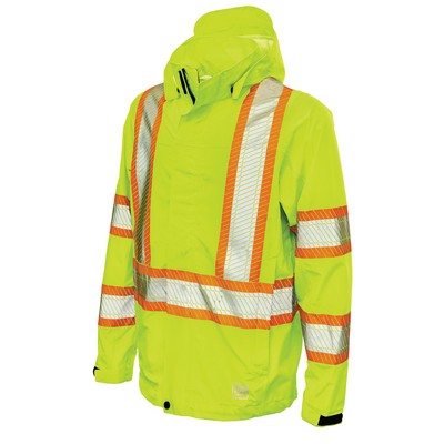 Tough Duck Hi-Vis Packable Safety Rain Jacket