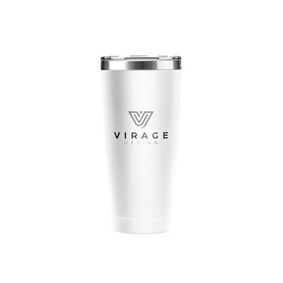 Traveller 20oz double wall tumbler matte white with clear lid